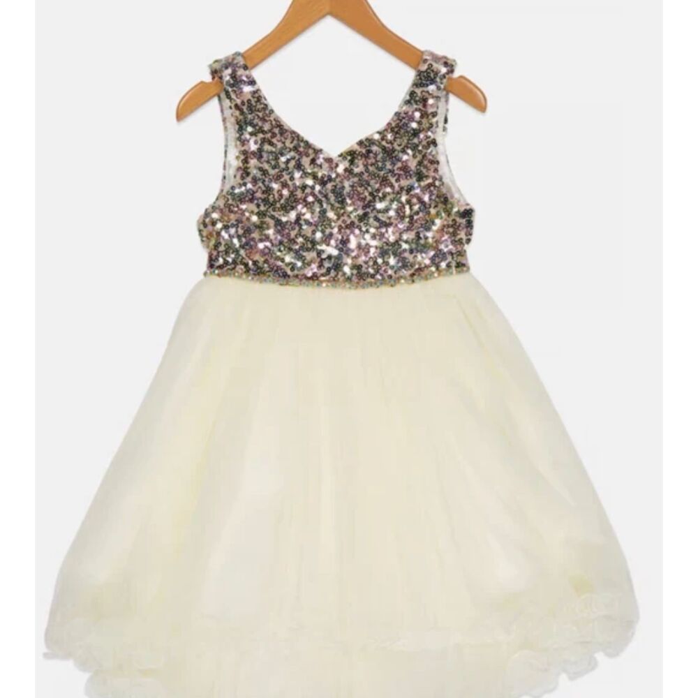 American Princess White Sequin Flower girl Dress - Size 4T